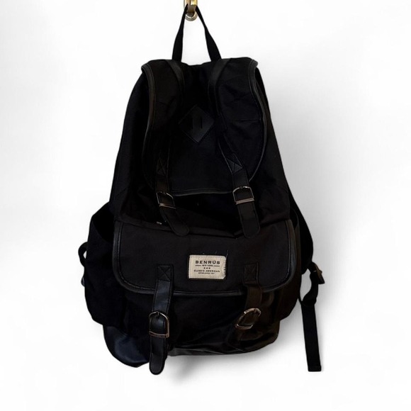 The Unbranded Brand Other - Benrus Black Backpack Punk Grunge Utility Buckle Straps Distressed